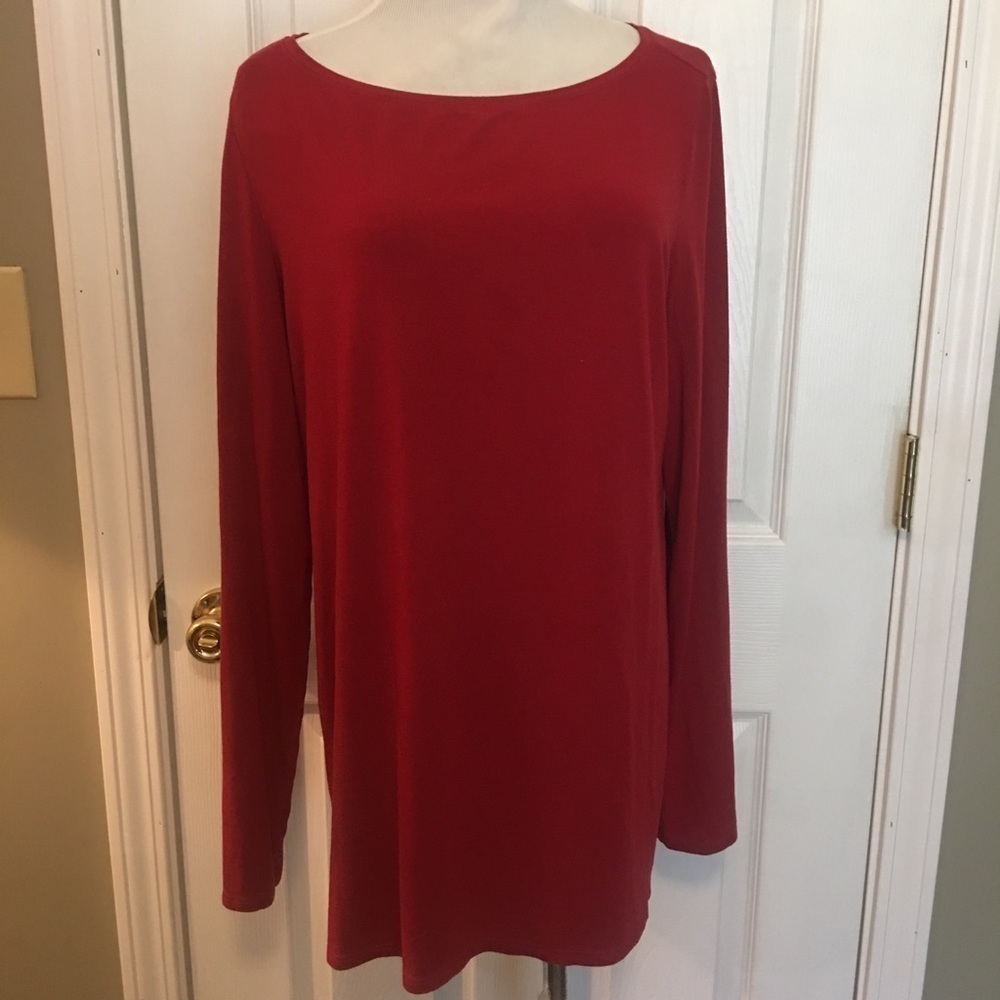 Eileen Fisher pull on jersey knit tunic top SZ L Large.